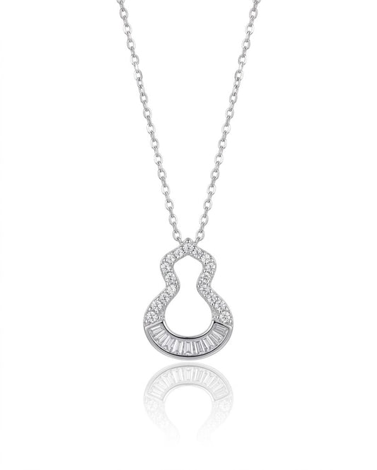 Silver Wulu Gourd Pendant Chain / Baguette American Diamonds