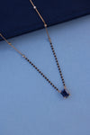 Rose Gold Mangalsutra Necklace with Blue American Diamond Pendant – Graceful & Contemporary