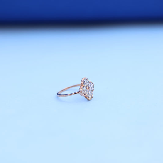 Elegant Rose Gold Flower Ring with Lab-Grown Diamonds – Delicate & Ethical Beauty