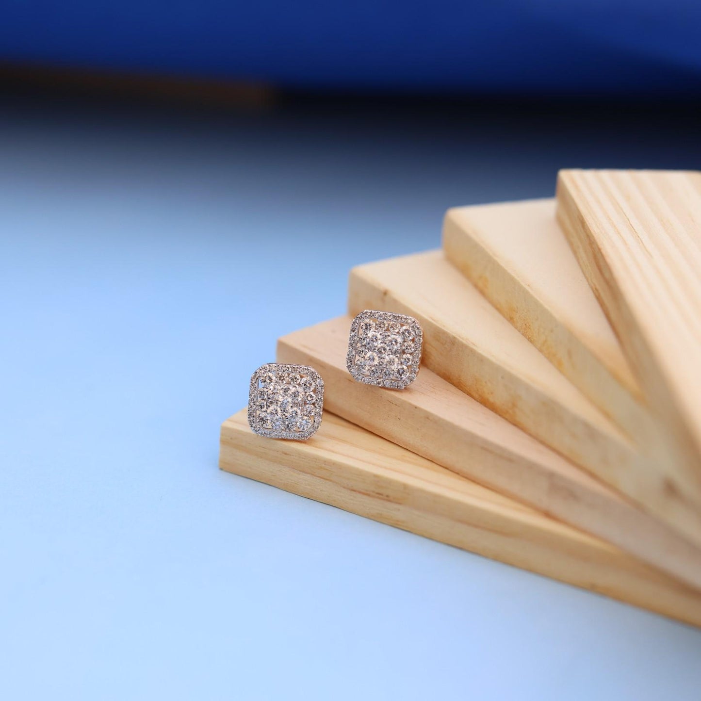 "Luxurious Lab-Grown Diamond Earrings - Square Stud Design - Eco-Friendly & Elegant"