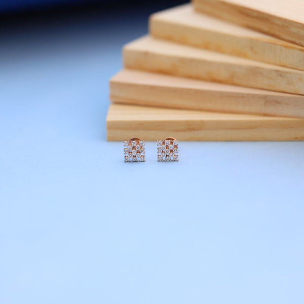 Elegant Square Grid Design Earrings with lab grown diamond