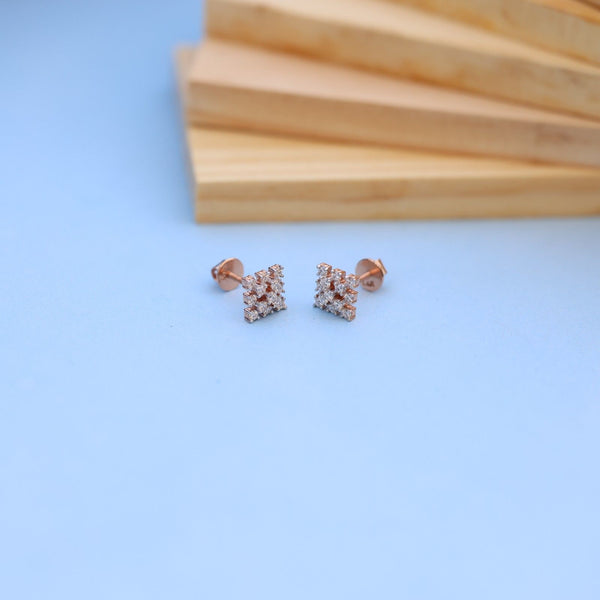 Elegant Square Grid Design Earrings with lab grown diamond
