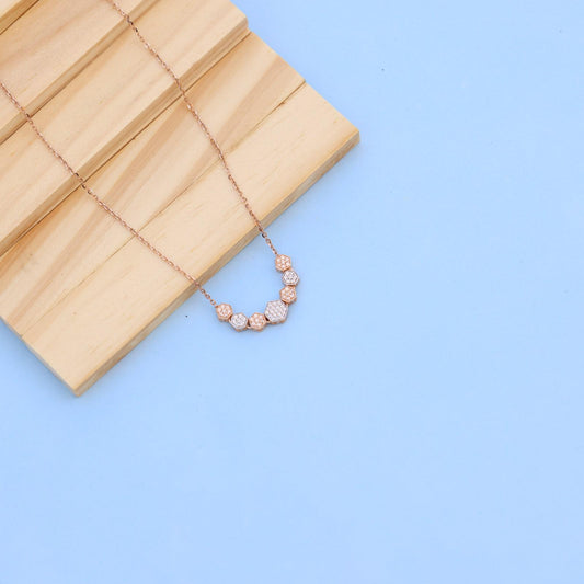 Elegant Hexagonal Pendant Necklace with American Diamonds – Exclusively by Nakrani Gold