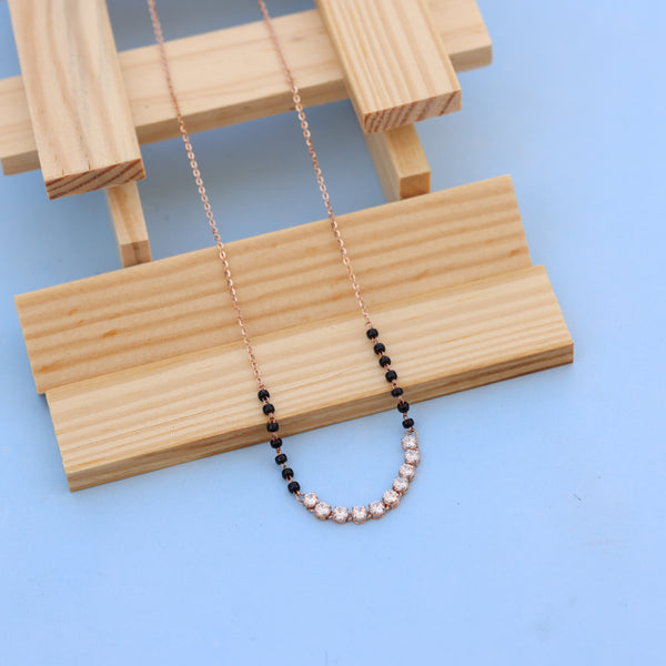 Elegant Rose Gold Mangalsutra Necklace with American Diamond