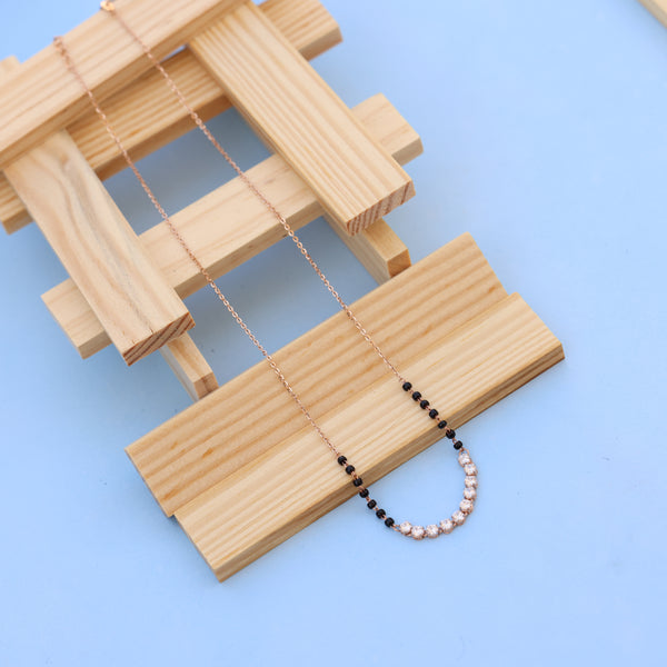 Elegant Rose Gold Mangalsutra Necklace with American Diamond