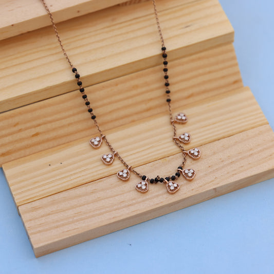 Rose Gold Mangalsutra with Lab-Grown Diamonds – Heart Charms Design