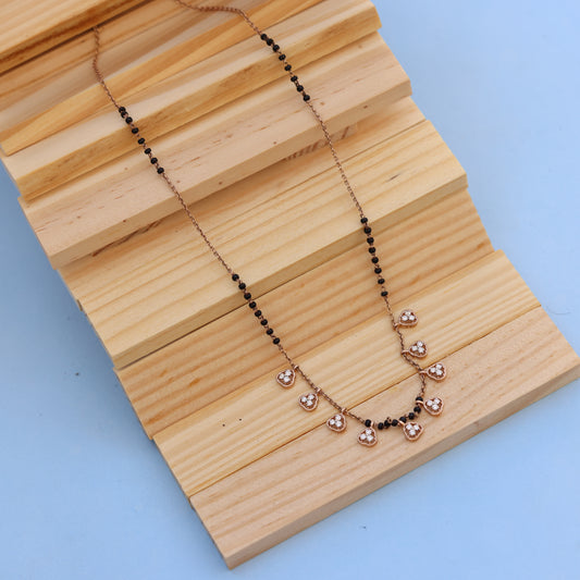 Rose Gold Mangalsutra with Lab-Grown Diamonds – Heart Charms Design