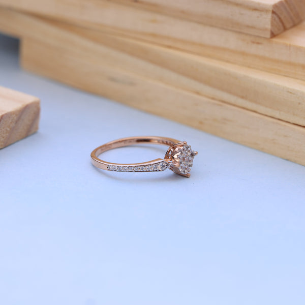 Elegant Rose Gold American Diamond Ladies Ring – Sparkling Cluster Design
