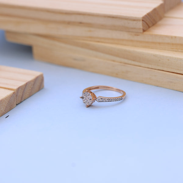 Elegant Rose Gold American Diamond Ladies Ring – Sparkling Cluster Design