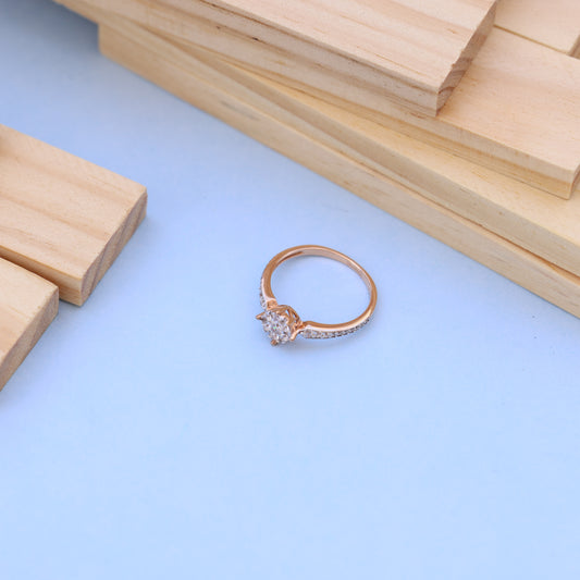 Elegant Rose Gold American Diamond Ladies Ring – Sparkling Cluster Design
