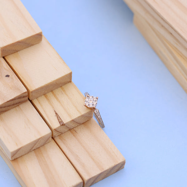 Elegant Rose Gold American Diamond Ladies Ring – Sparkling Cluster Design