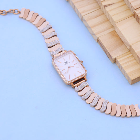 Women's Square Dial Watch with American Diamond