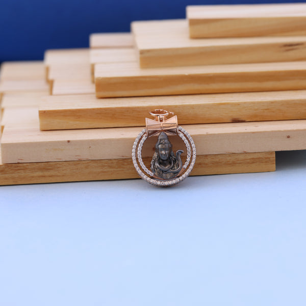 Divine Lord Shiva Men Pendant with Sparkling American Diamonds – Rose Gold & Antique Finish