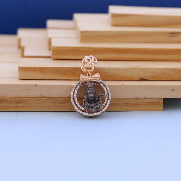 Divine Lord Shiva Men Pendant with Sparkling American Diamonds – Rose Gold & Antique Finish