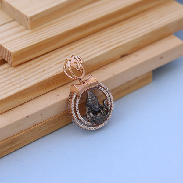 Divine Lord Shiva Men Pendant with Sparkling American Diamonds – Rose Gold & Antique Finish