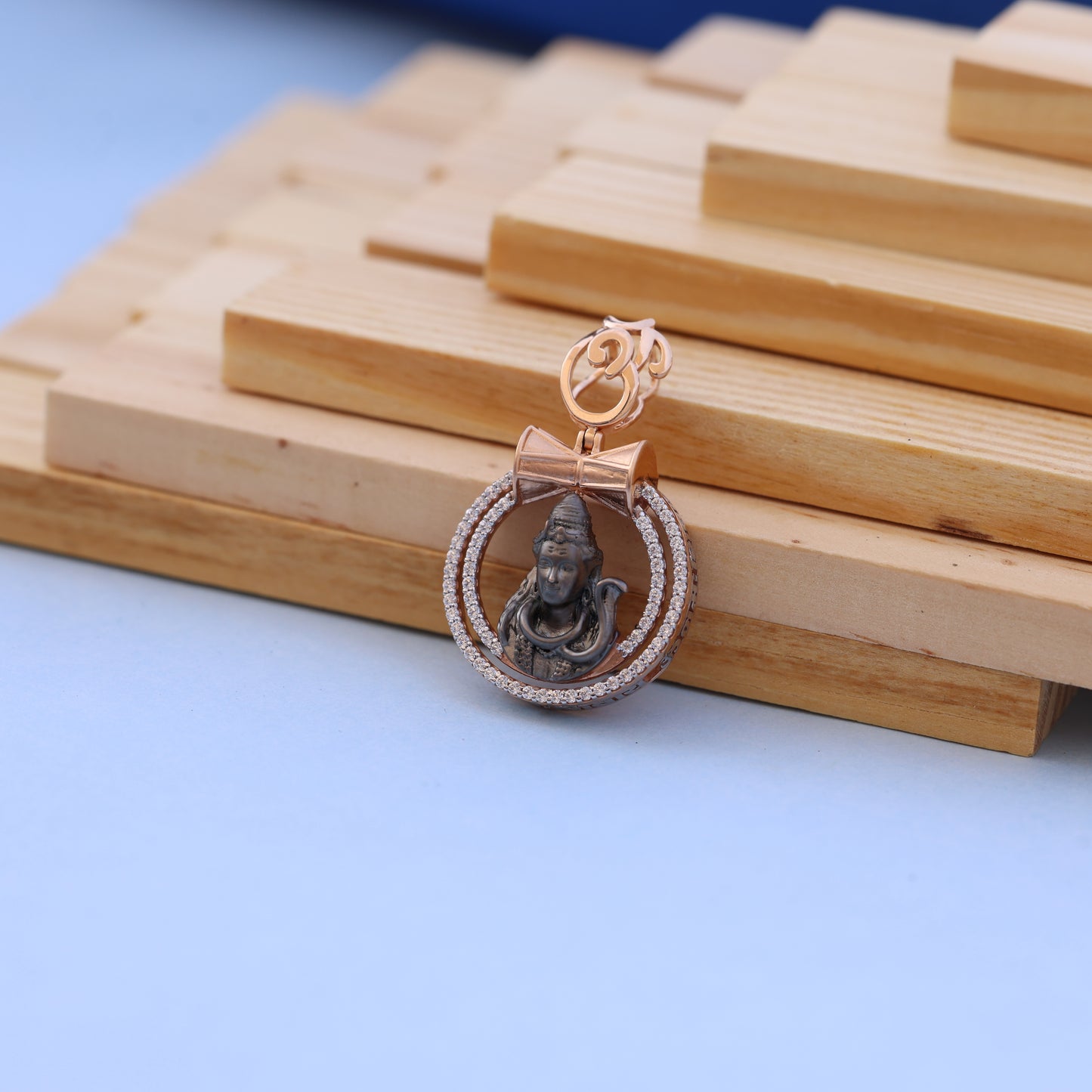 Divine Lord Shiva Men Pendant with Sparkling American Diamonds – Rose Gold & Antique Finish