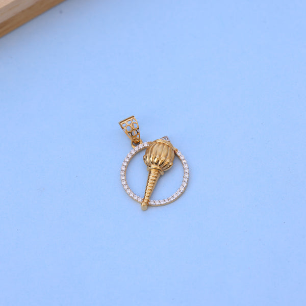 Elegant Gold Men Pendant with American Diamonds – Designer Mace (Gada) Motif