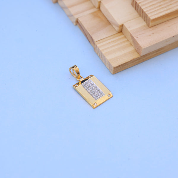 Modern Gold Men Rectangle Pendant with American Diamonds – Sleek & Stylish