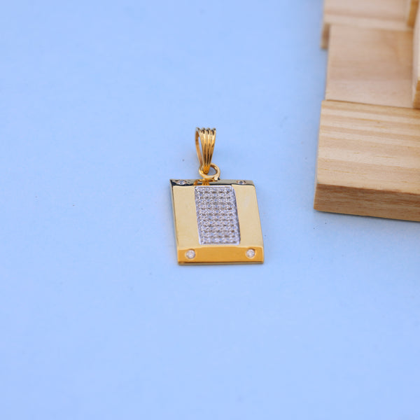 Modern Gold Men Rectangle Pendant with American Diamonds – Sleek & Stylish