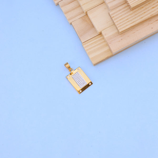 Modern Gold Men Rectangle Pendant with American Diamonds – Sleek & Stylish