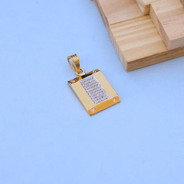 Modern Gold Men Rectangle Pendant with American Diamonds – Sleek & Stylish