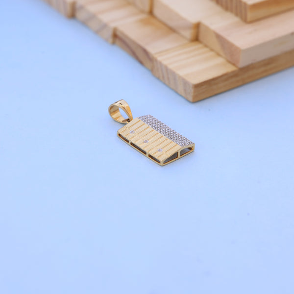 Stunning Rectangular Gold Men Pendant with American Diamonds