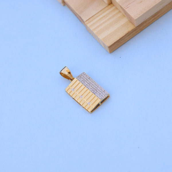 Stunning Rectangular Gold Men Pendant with American Diamonds