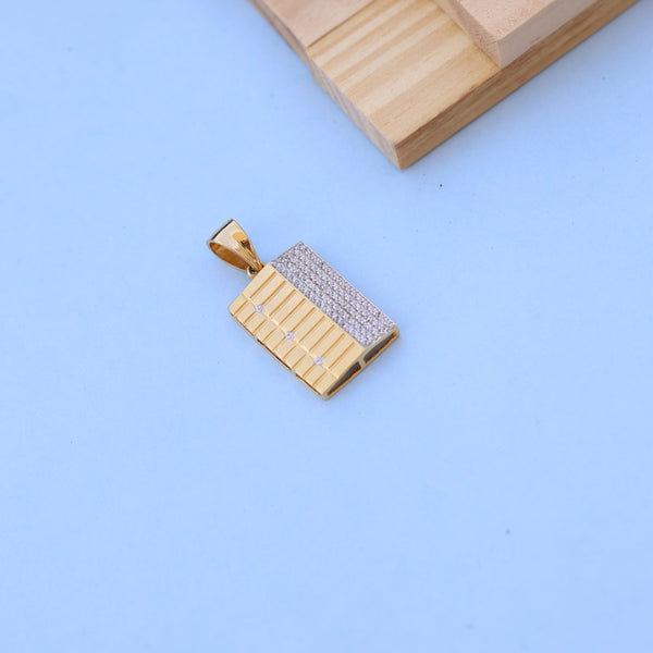 Stunning Rectangular Gold Men Pendant with American Diamonds