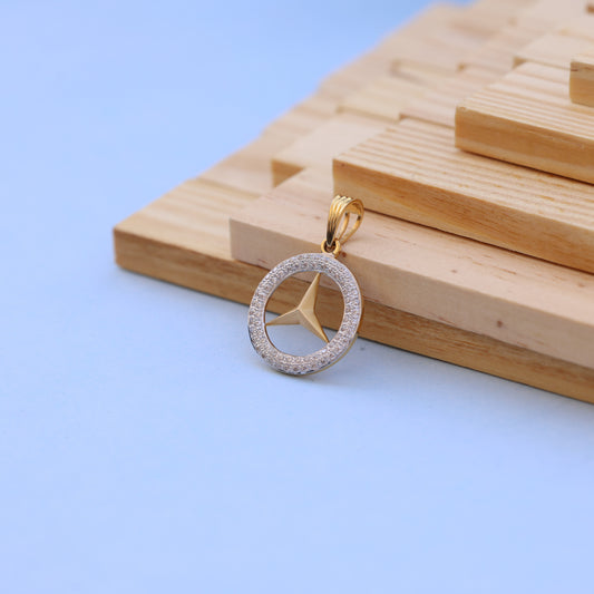Luxury-Inspired Mercedes symbol men Pendant with American Diamonds