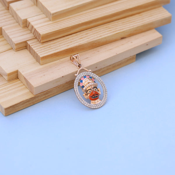 Traditional Gold-Toned Hanumanji Pendant with American Diamond