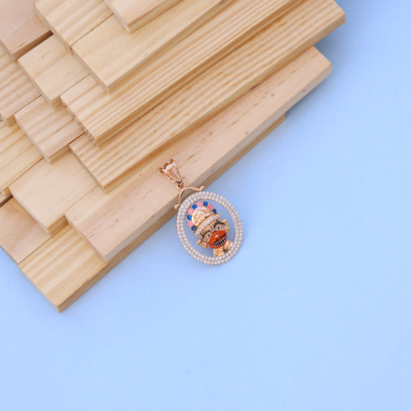 Traditional Gold-Toned Hanumanji Pendant with American Diamond