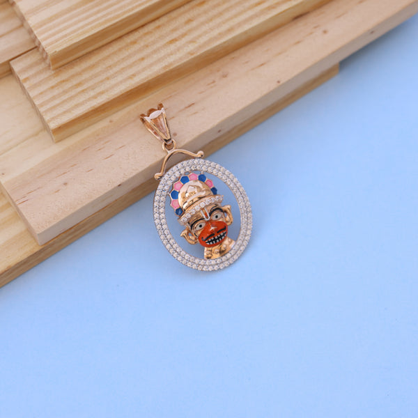 Traditional Gold-Toned Hanumanji Pendant with American Diamond