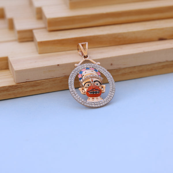 Traditional Gold-Toned Hanumanji Pendant with American Diamond
