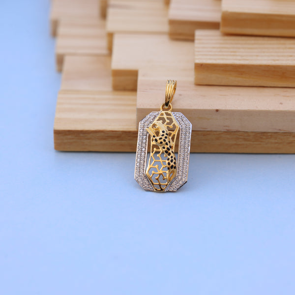 Stunning Gold Men Pendant with American Diamond Accents