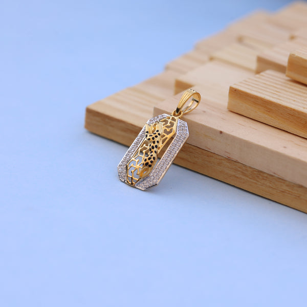 Stunning Gold Men Pendant with American Diamond Accents