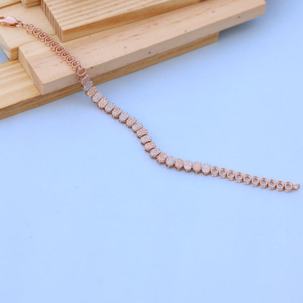 Rose Gold Adjustable Bracelet with American Diamonds