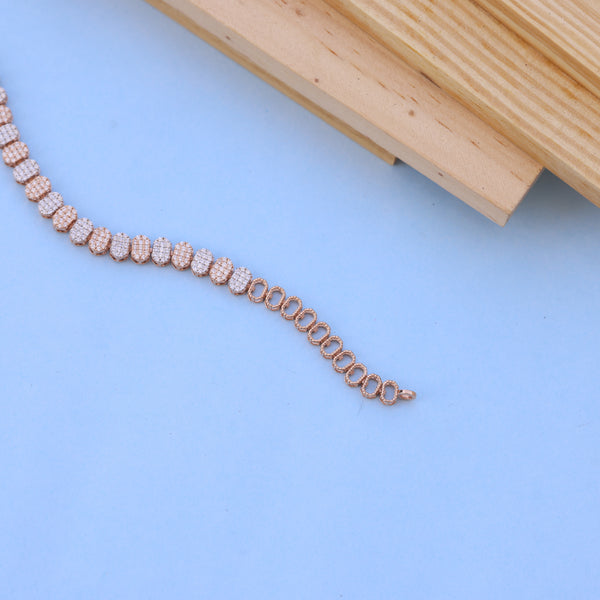 Rose Gold Adjustable Bracelet with American Diamonds