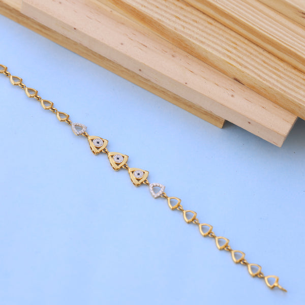 Designer Gold Bracelet with American Diamonds – Stylish Triangle Pattern