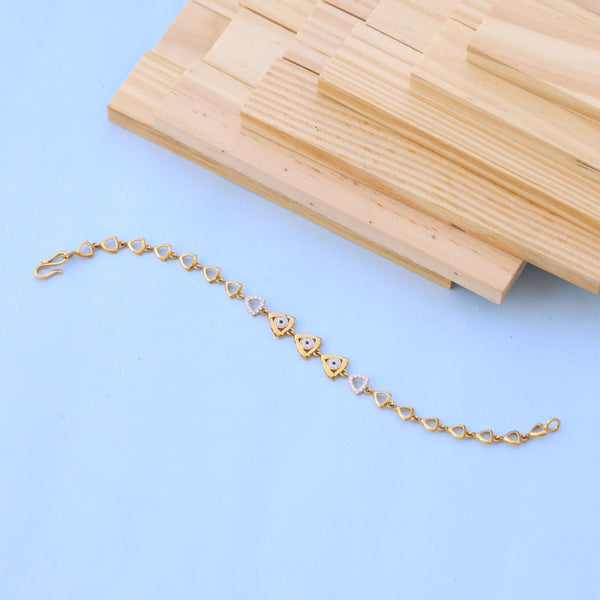Designer Gold Bracelet with American Diamonds – Stylish Triangle Pattern