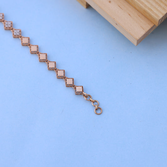 Elegant Square-Link Bracelet with American Diamonds – Chic & Timeless