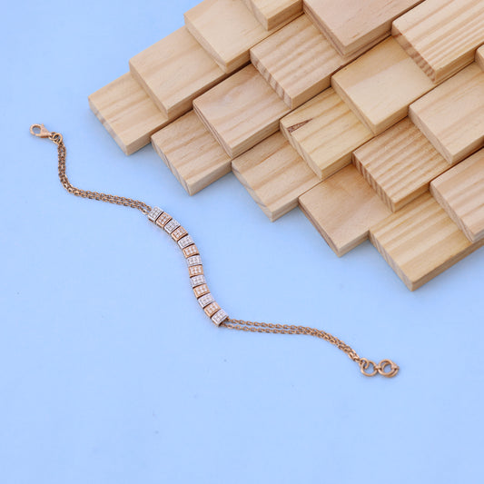 Elegant Rose Gold Bracelet with American Diamonds – Stylish & Modern