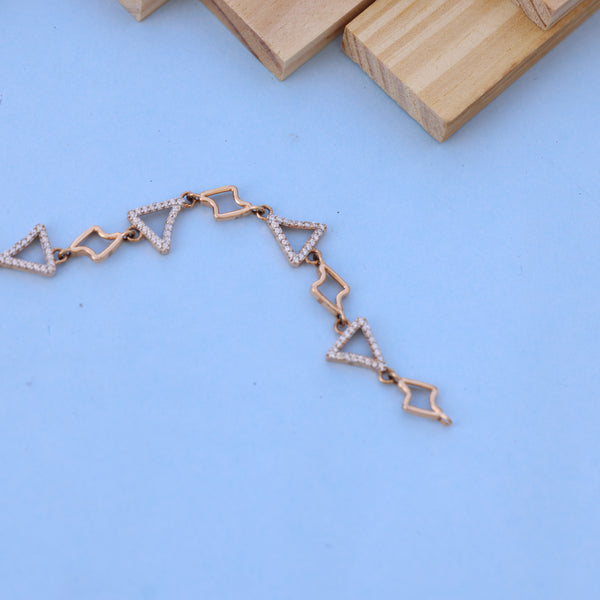 Geometric Triangle Ladies Bracelet with American Diamonds – Modern Elegance