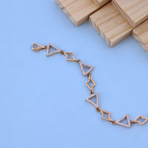 Geometric Triangle Ladies Bracelet with American Diamonds – Modern Elegance