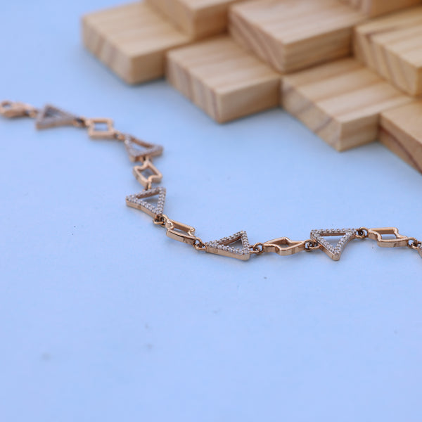 Geometric Triangle Ladies Bracelet with American Diamonds – Modern Elegance