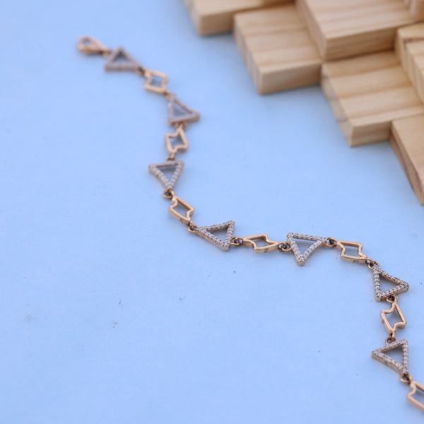 Geometric Triangle Ladies Bracelet with American Diamonds – Modern Elegance