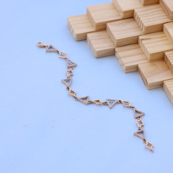 Geometric Triangle Ladies Bracelet with American Diamonds – Modern Elegance