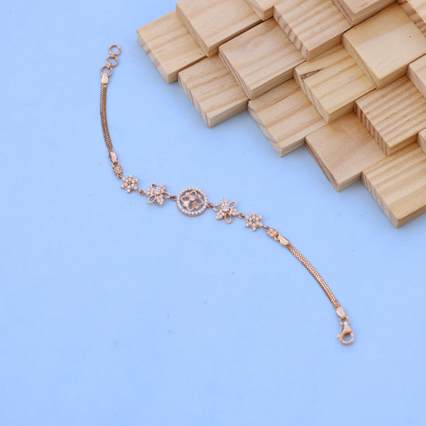 Floral Rose Gold Bracelet with American Diamonds