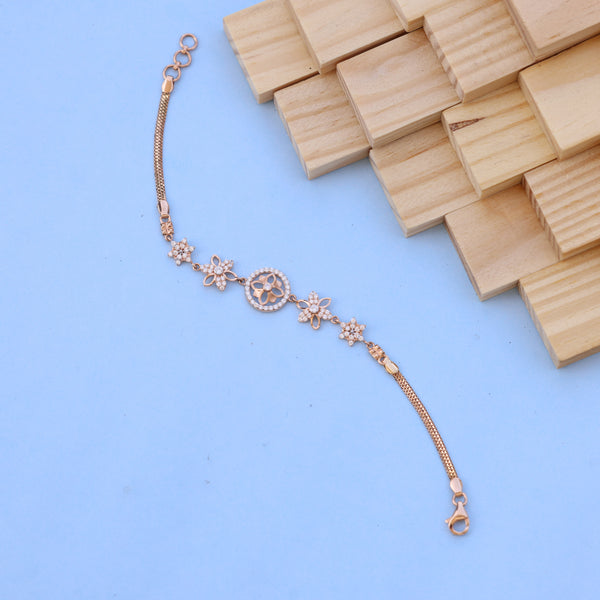 Floral Rose Gold Bracelet with American Diamonds