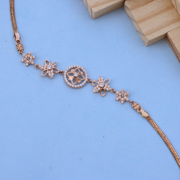 Floral Rose Gold Bracelet with American Diamonds
