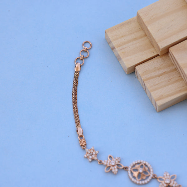 Floral Rose Gold Bracelet with American Diamonds